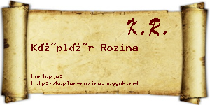 Káplár Rozina névjegykártya